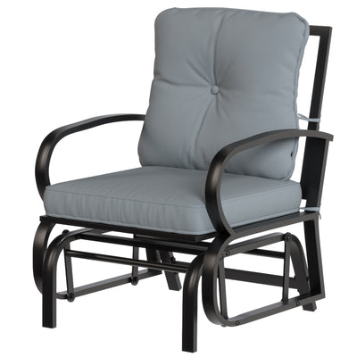 Patio Glider, Outdoor Glider Chair with Cushions, Steel Frame