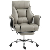 Reclining Office Chair, Overstuffed Executive Desk Chair with High Back, PU Leather, Footrest, Swivel Wheels