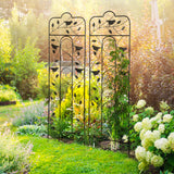 2 Pack Garden Trellis for Climbing Plants, Outdoor Metal Grid Panels with Birds and Leaves, 59