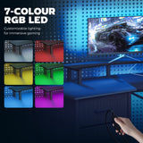 79 inch Gaming Desk with RGB Lights, Computer Table with Power Outlets & USB Ports, Keyboard Tray and 2 Drawers