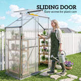 6' x 2.5' Walk-in Polycarbonate Greenhouse Aluminium Green House with Sliding Door, 5-Level Roof Vent