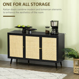 Kitchen Sideboard Cabinet, Boho Storage Cabinet with Shelves, Wood Legs