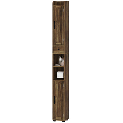 Narrow Bathroom Cabinet, Tall Bathroom Storage Cabinet with Barn Doors, Drawer and Adjustable Shelves