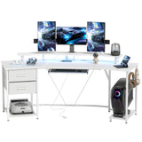 79 inch Gaming Desk with RGB Lights, Computer Table with Power Outlets & USB Ports, Keyboard Tray and 2 Drawers