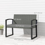 2 Seater Outdoor Bench, Steel Frame for Patio