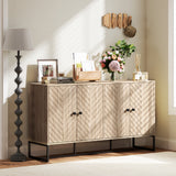 Buffet Sideboard avec 2 Tablettes Ajustables et Base en Acier, Meuble pour Téléviseur, Meuble-Bar pour Salon
