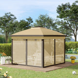11' x 11' Pop Up Gazebo, Double Roof Foldable Height Adjustable Canopy Tent with Mesh Sidewalls