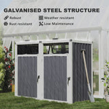Double Garbage Bin Shed, Lockable Outdoor Storage Shed with Openable Lid, Galvanized Frame for Garden Patio