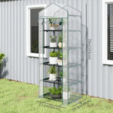 5 Tier Mini Greenhouse, Portable Outdoor Flower Stand with Shelf Clips, Indoor Greenhouse with Steel Frame, 27.25