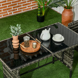 Ensemble de mobilier de patio d'extérieur 6 pièces avec chaises, canapé, table à café plateau verre et coussins