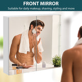 Wall Mounted Mirror Cabinet, 2 Doors and 3-tier Shelving