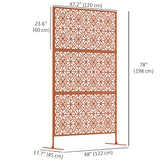 Decorative Outdoor Privacy Panel with Stand, Freestanding Metal Outdoor Divider for Garden