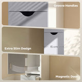 Tall Bathroom Storage Cabinet, Narrow Bathroom Cabinet with Drawers and Open Shelves for Small Spaces
