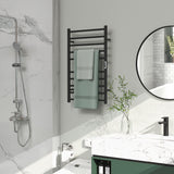 Sèche-serviettes mural chauffant électrique 10 barres avec minuterie et température réglable à brancher