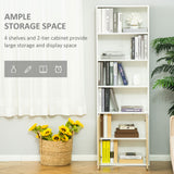 4-Tier Open Bookshelf with Doors Modern Home Office Bookcase Storage Cabinet for Living Room Bathroom Study