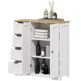 Freestanding Bathroom Floor Cabinet, Modern Bathroom Cabinet with Adjustable Shelf, 4 Drawers and 2 Doors