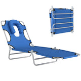 Folding Lounge Chair Outdoor, 5-Position Adjustable Portable Sun Lounger Bed for Pool