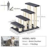 Cat Trees 4 Tier Pet Stairs Dog Cat 4 Steps Kitty Scatching Post Cat Scratch Furniture Dark