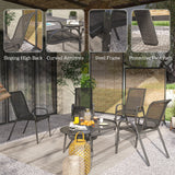 Set of 4 Outdoor Dining Chairs, Stackable Lawn Chairs with High Back, Breathable Mesh Seat for Garden Porch