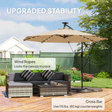 9.7ft Solar LED Cantilever Patio Umbrella with 32 LED Lights