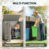 Abri de rangement extérieur en plastique 33 pi³, armoire de rangement avec coffre à outils, portes doubles verrouillables et couvercle basculant
