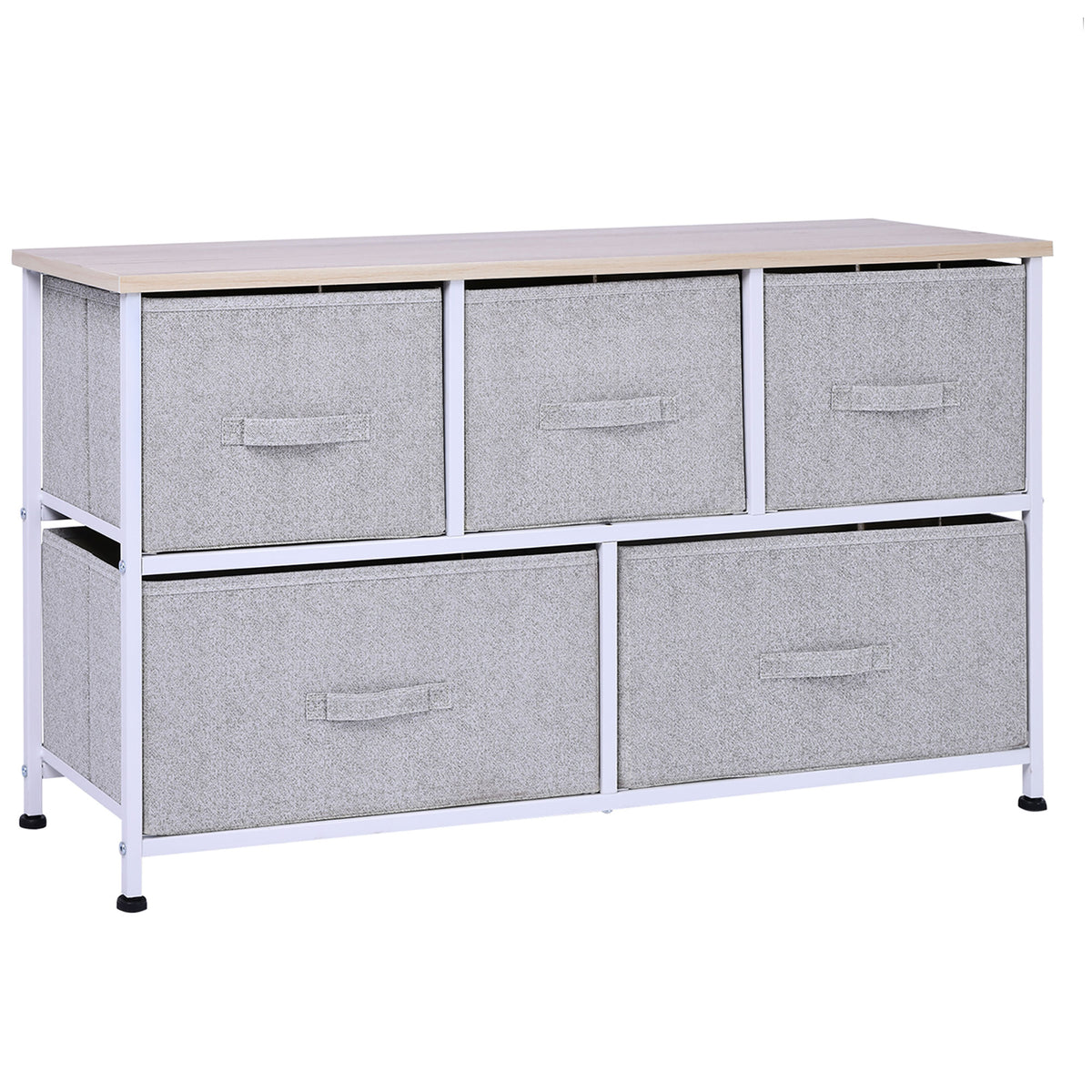 Armoire de rangement à tiroirs en lin, tour de commode avec 5 tiroirs amovibles, cadre en métal, pieds réglables pour salon