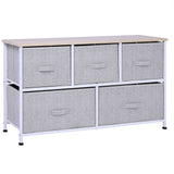 Armoire de rangement à tiroirs en lin, tour de commode avec 5 tiroirs amovibles, cadre en métal, pieds réglables pour salon