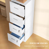 Vertical Filing Cabinet with Lock, 4 Drawer File Cabinet with Adjustable Hanging Bar for A4 and Letter Size