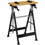 Établi portable, support d'outils d'atelier avec table de travail réglable en hauteur sur 6 niveaux, table de scie de menuisier avec 4 pinces, cadre en acier