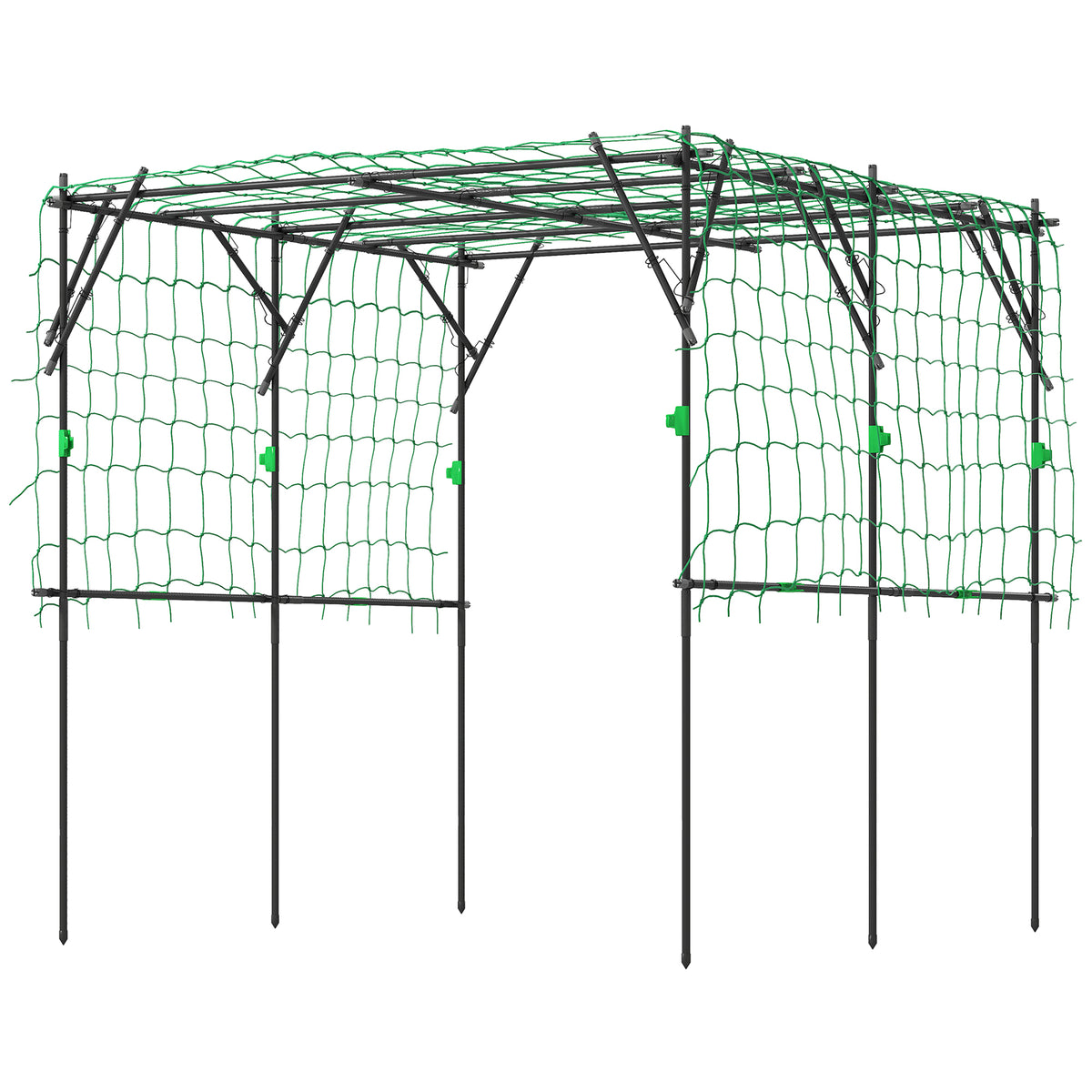 Garden Arch Cucumber Trellis for Climbing Plants, 7.3 FT Tall Metal Plant Trellis Support with Climbing Net