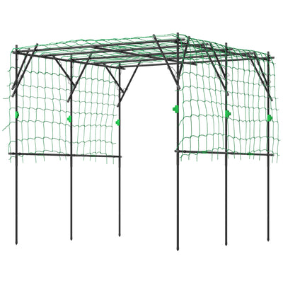 Garden Arch Cucumber Trellis for Climbing Plants, 7.3 FT Tall Metal Plant Trellis Support with Climbing Net
