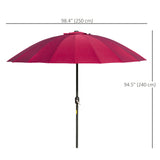 8ft Shanghai Garden Parasol Umbrella with Crank & Tilt, Adjustable Outdoor Sun Shade
