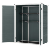 Outdoor 4.4' x 2.3' Plastic Storage Shed with Lockable Doors and Foldable Shelves, Wood-Effect Garden Shed