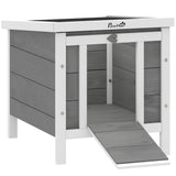 Wooden Rabbit Hutch, Bunny Cage with Waterproof & Openable Asphalt Roof, 20