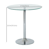 Round Dining Table, Modern Pub Table with Tempered Glass Top, Galvanized Metal Base, Small Dining Table