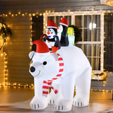 7ft Christmas Decoration with Polar Bear and Two Penguins Inflatable Santa Decor Easy Set-Up Blow UP Decoration for Holiday Yard