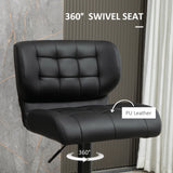 Swivel PU Leather Barstools Set of 2 Adjustable Bar Stools with Footrest Back for Kitchen Counter Dining Room