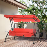 Balançoire de patio 3 places, chaise convertible 2 en 1 lit plat, balançoire planeur avec auvent d'ombre réglable