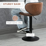 Vintage Set of 2 Microfiber Cloth Adjustable Bar Height Stools with Swivel Seat