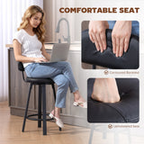 Bar Stools Set of 2, Upholstered Breakfast Bar Chairs with Footrest and Backrest for Kitchen Counter