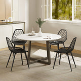 Modern Dining Chairs Set of 4, Plastic Kitchen Chairs with Hollow Backrest and Metal Legs for Living Dining Room