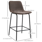Tabourets de bar lot de 2, chaises de bar rembourrées hauteur comptoir