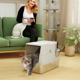 XL Stainless Steel Cat Litter Box for Big Cats with Flip Top