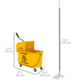 Mop Bucket with Wringer on Wheels for Floor Cleaning, 21 Quart Side Press Wringer with Handle and Mop
