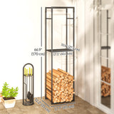 Firewood Rack Outdoor, Heavy Duty Log Holder with Adjustable Shelf for Fireplace, Indoor Outdoor Fire Wood Storage Rack