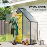 Polycarbonate Greenhouse Walk-in Greenhouse with Swing Door and Adjustable Window, 5.5 x 2ft
