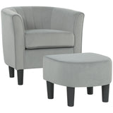 Fauteuil accentué moderne, fauteuil de salon rembourré avec ottoman et coussin ressort de poche