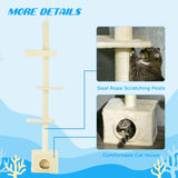 Floor to Ceiling Cat Tree with Scratching Post for Indoor Cats, Adjustable Height Cat Tower (91-102 Inches) with House