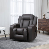 Fauteuil inclinable massant pivotant, canapé inclinable manuel surdimensionné, fauteuil à bascule en cuir PU avec poches latérales