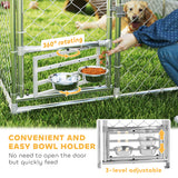 Outdoor Dog Run with Adjustable & Rotatable Bowls, Escape-Proof Lock, 13.1' x 7.5' x 7.5'